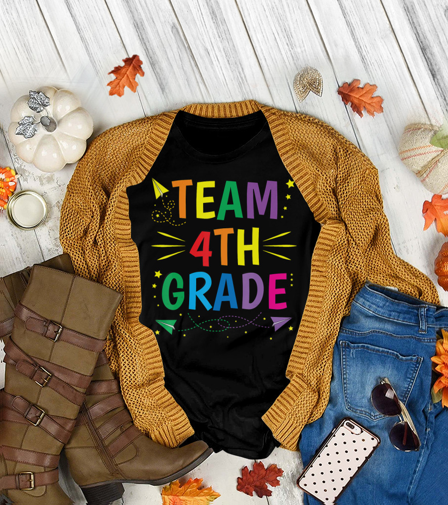 Team 4th Grade Colorful Stars Teacher Classroom T-Shirt