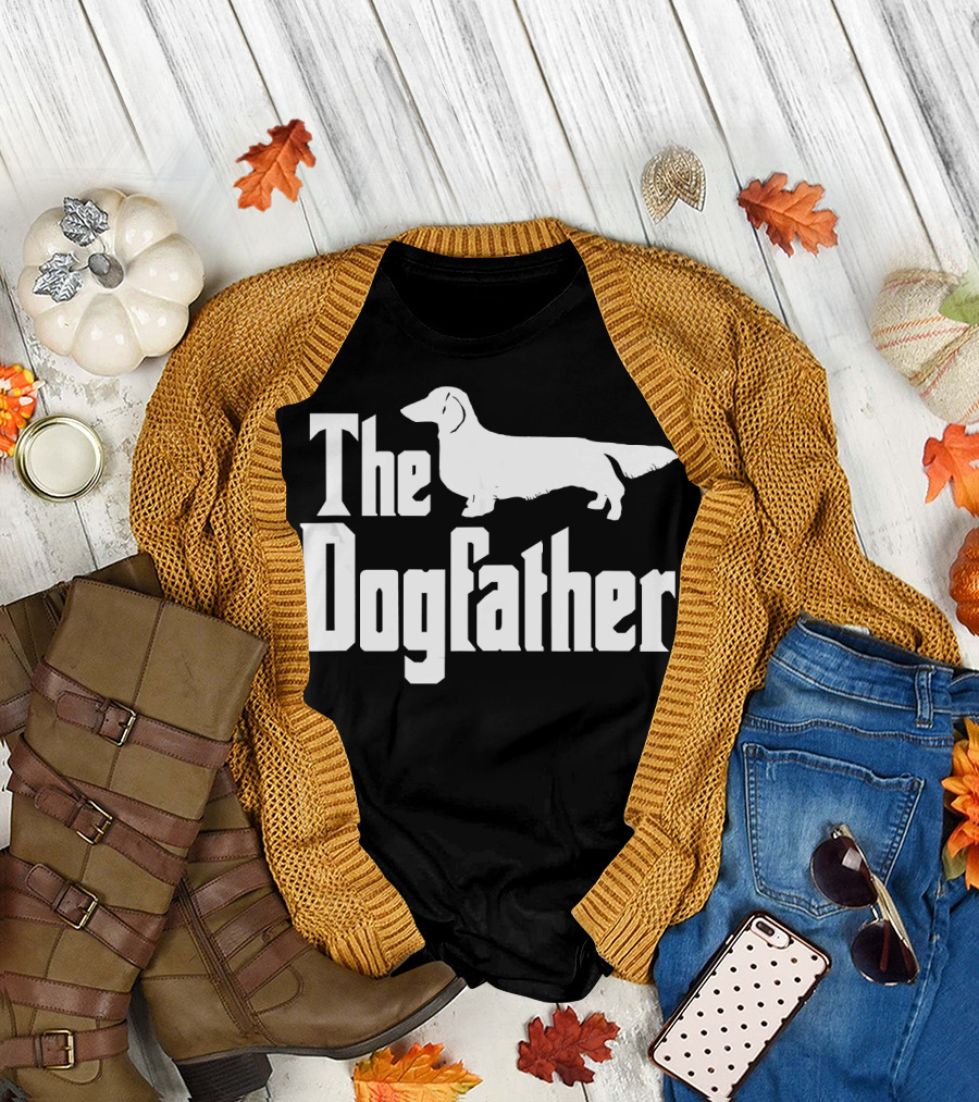 'The Dogfather Long Haired Dachshund Parody' T-Shirt