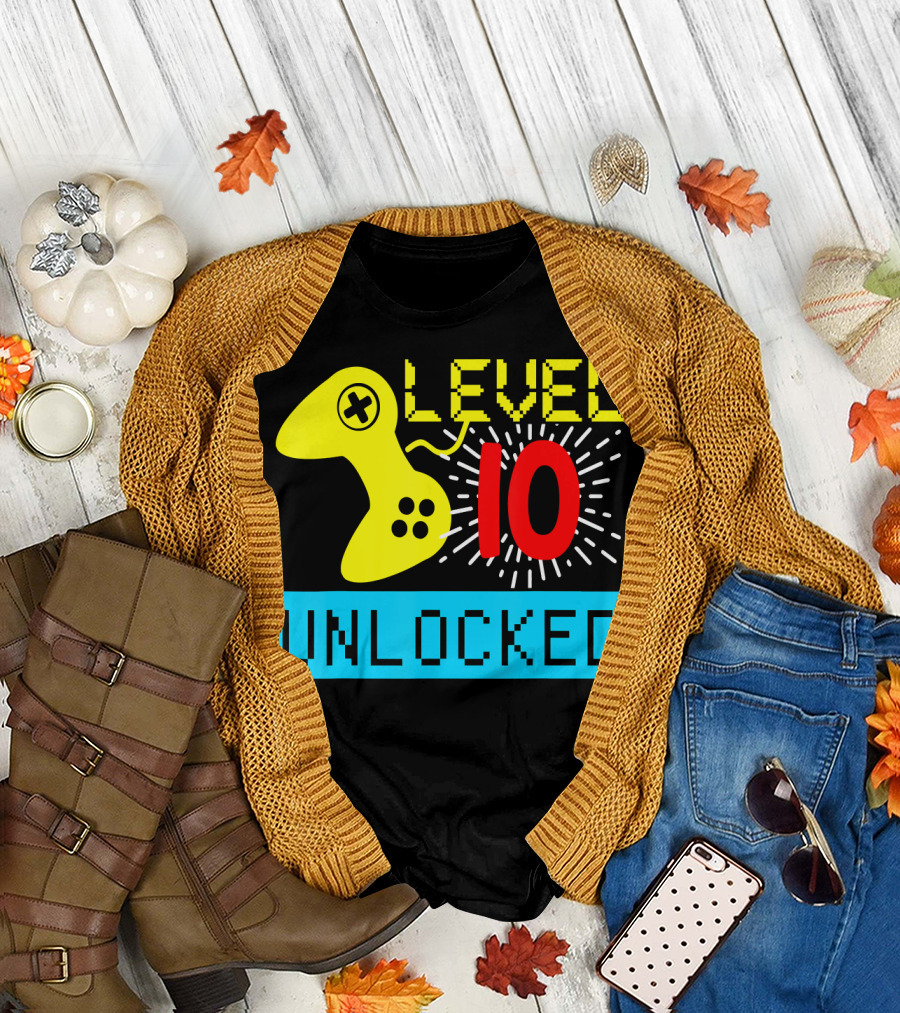 Level 10 Unlocked Birthday Video Game Gamer T-Shirt