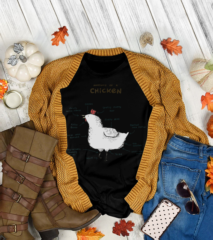 Anatomy of a Chicken with Labels and Sketchy T-Shirt