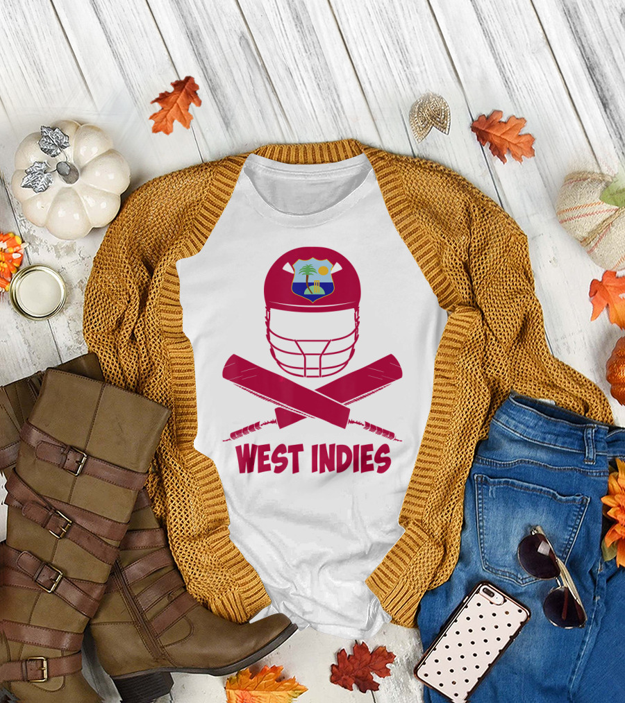 West Indies Cricket Helmet and Crossed Bats T-Shirt