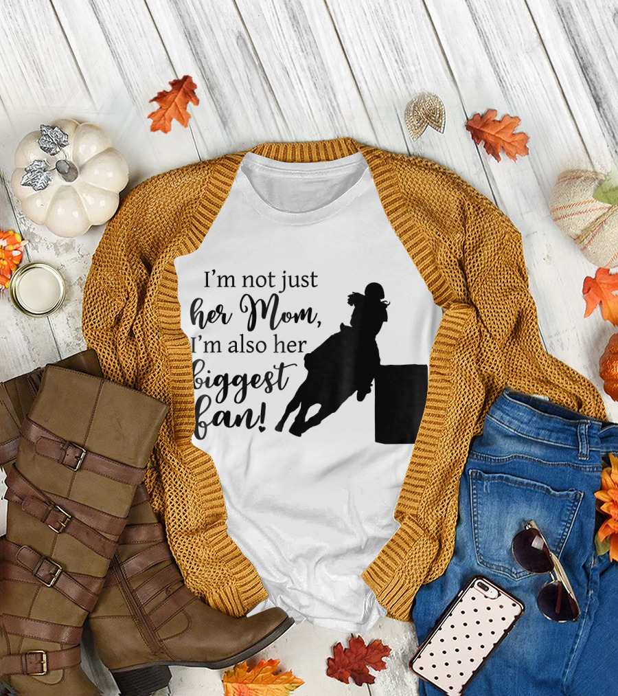 Barrel Racing Mom Her Biggest Fan Cowgirl Horse Ridin' T-Shirt