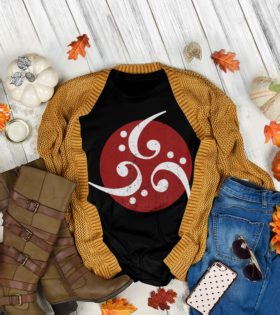 Bass Clef Symbol Trio on Vintage Red Circle for Bassist Player T-Shirt