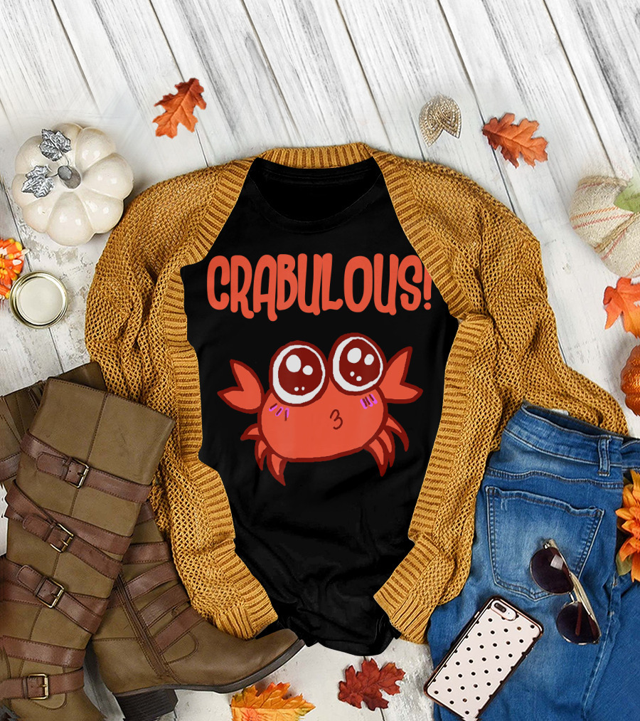 CRABULOUS Little Crab with Cute Cartoon Red Crab T-Shirt