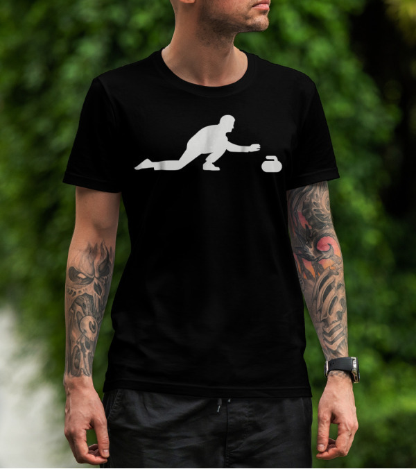 Curling Player Silhouette With Stone T-Shirt