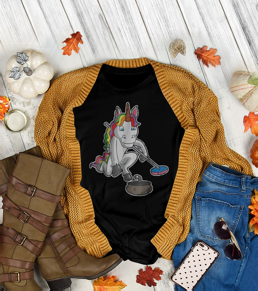 Cute Curling Unicorn Rainbow Sports Magic T-Shirt