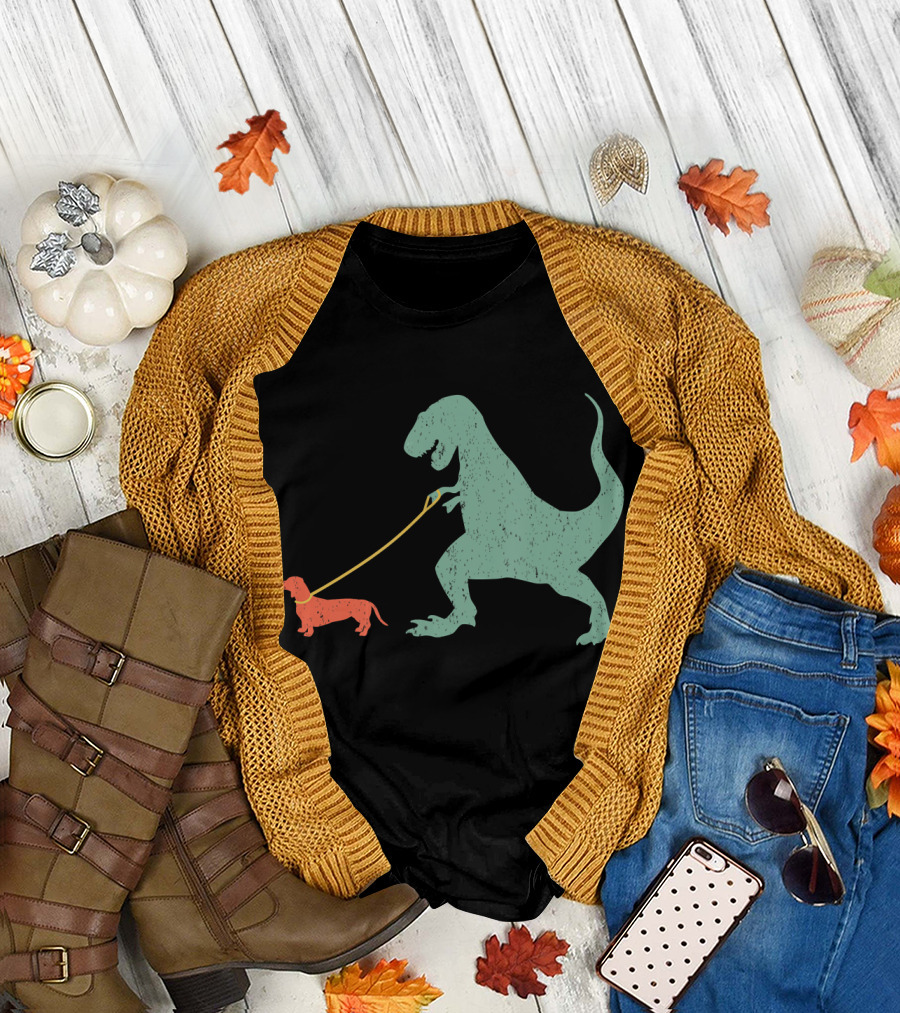 Wiener Dog T-Rex Walk Cute Dachshund Dinosaur Funny T-Shirt