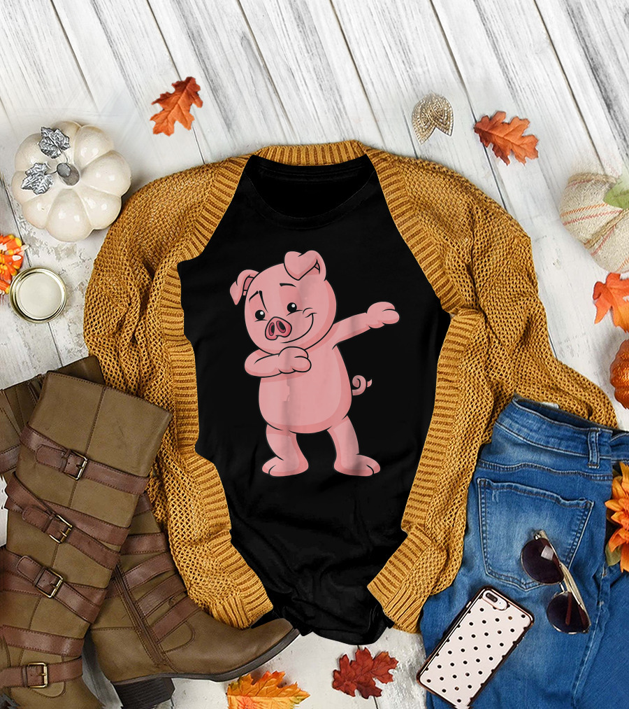 Dabbing Pig Funny Piglet Farm Animal Dance Pose T-Shirt
