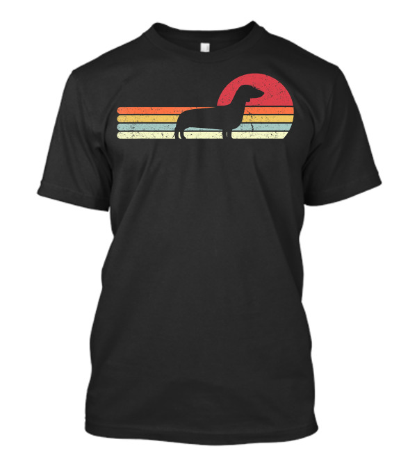 Retro Dachshund Sunset Stripe T-Shirt