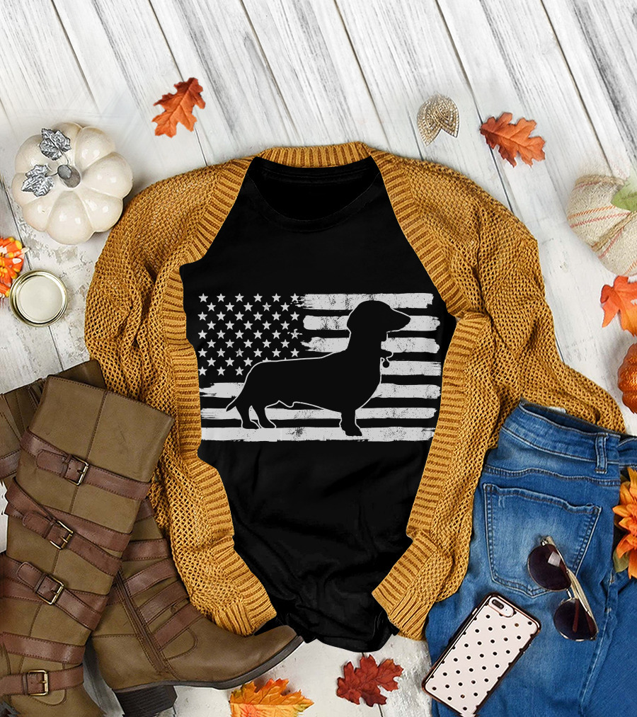 Dachshund USA Flag America 4th of July T-Shirt
