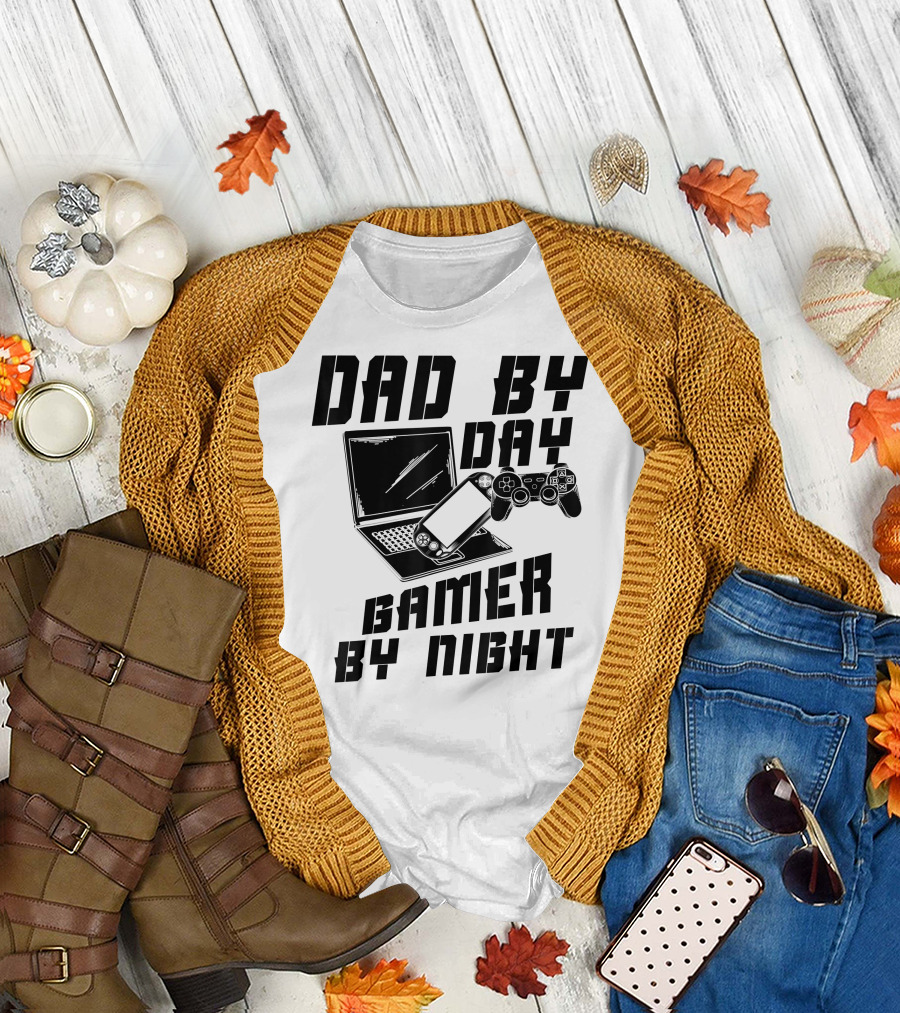 Dad By Day Gamer By Night Laptop Console T-Shirt