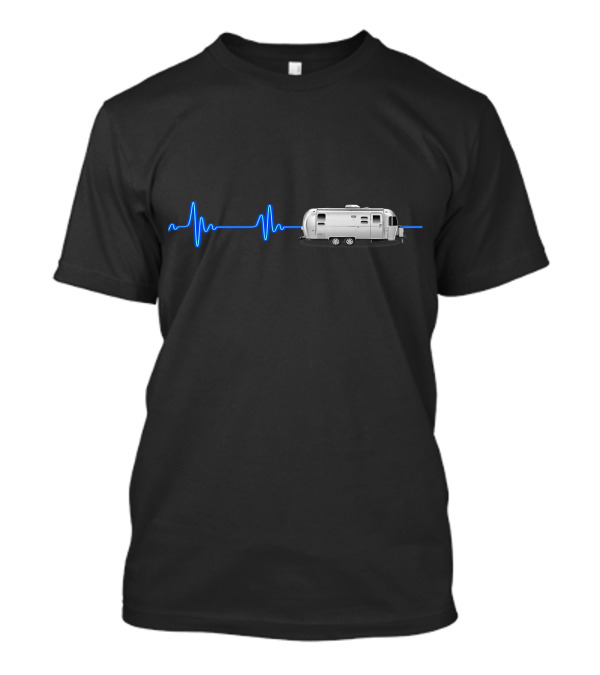 A Great Airstream With A Blue Heartbeat Line T-Shirt