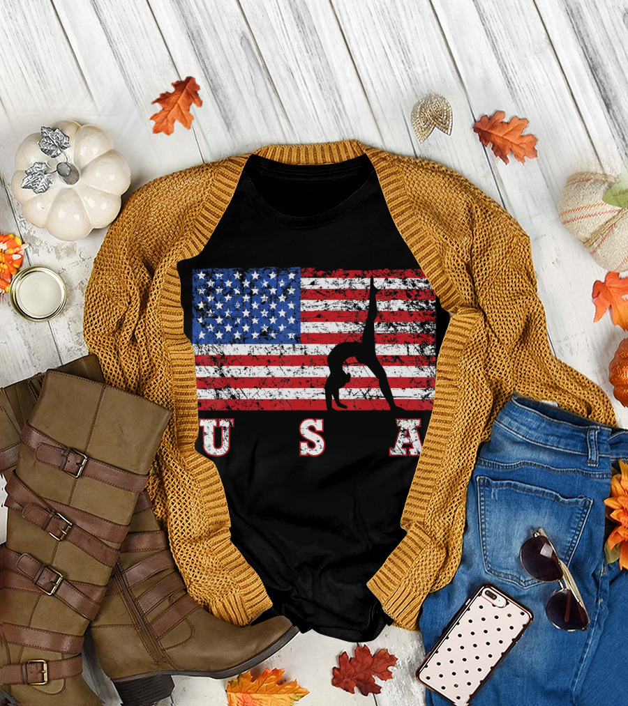 USA Tumblin American Flag Gymnastics T-Shirt