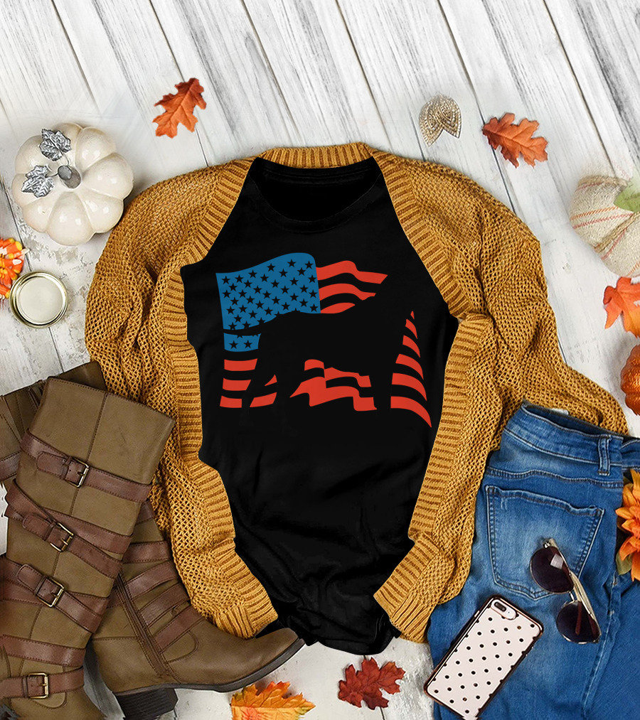 American Flag Labrador Puppy Dog T-Shirt