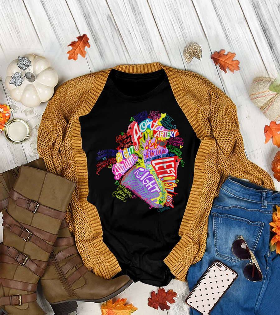 Aortic Artery Atrium Ventricles Pulmonary Graffiti Neon Word T-Shirt