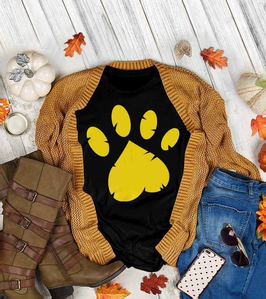 Animal Rescue Red Shirt with Gold Paw Prints T-Shirt