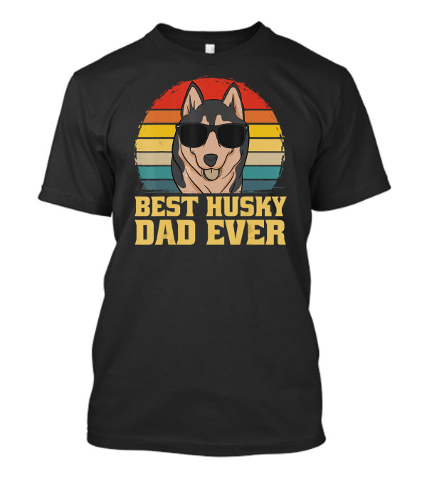 Best Husky Dog Dad Ever Retro Sunglasses T-Shirt