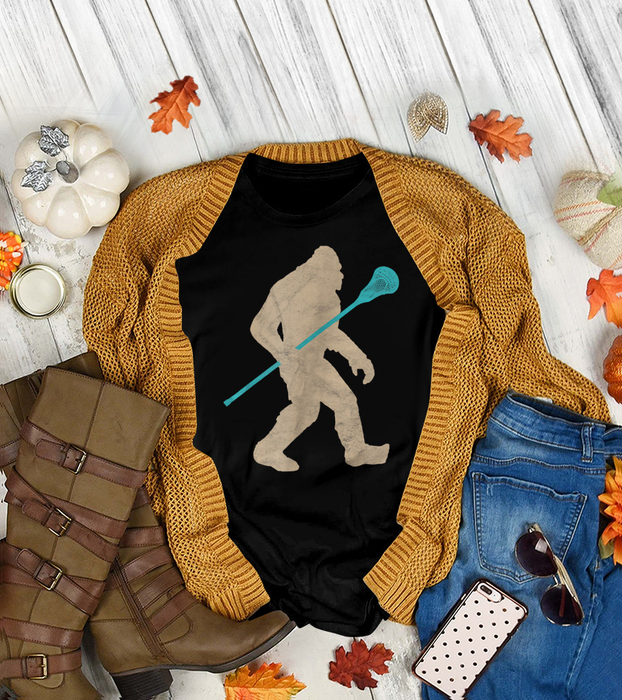 Bigfoot Lacrosse Stick Vintage Funny Lax T-Shirt