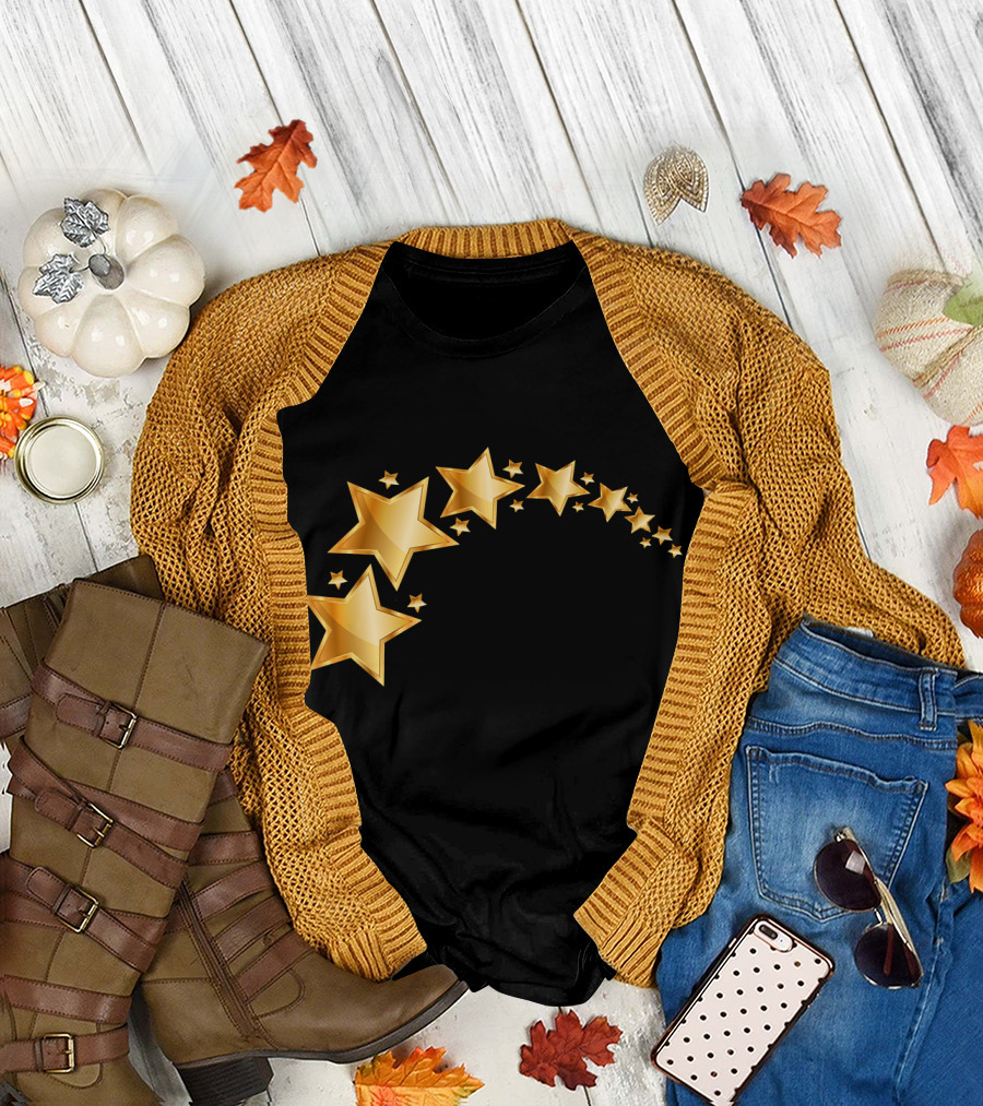 Black With Gold Stars Trail T-Shirt