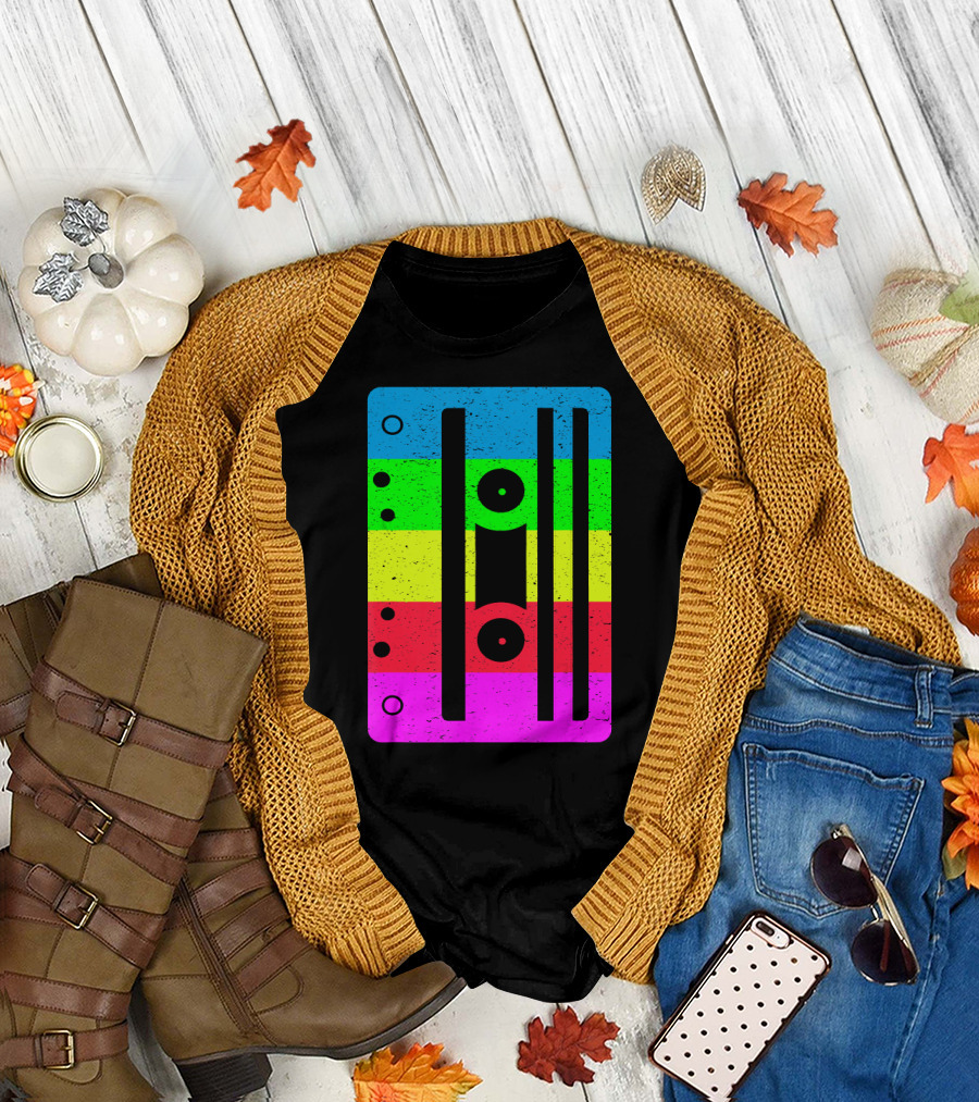 Cassette Tape For Lovers Rainbow Stripes T-Shirt