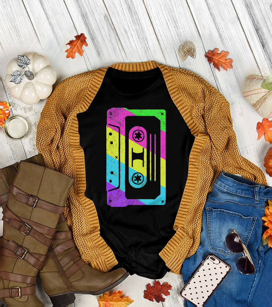 Retro Neon Cassette Tape Costume T-Shirt