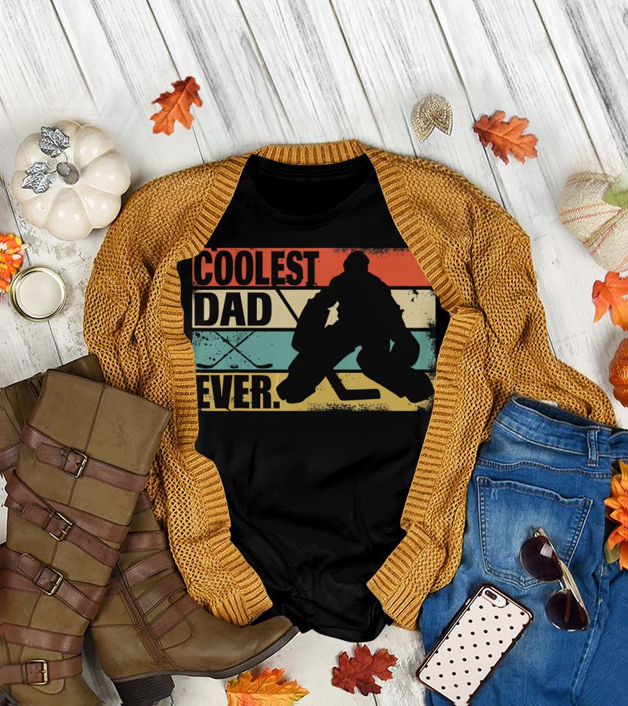 Coolest Dad Ever Hockey Goalie Vintage T-Shirt
