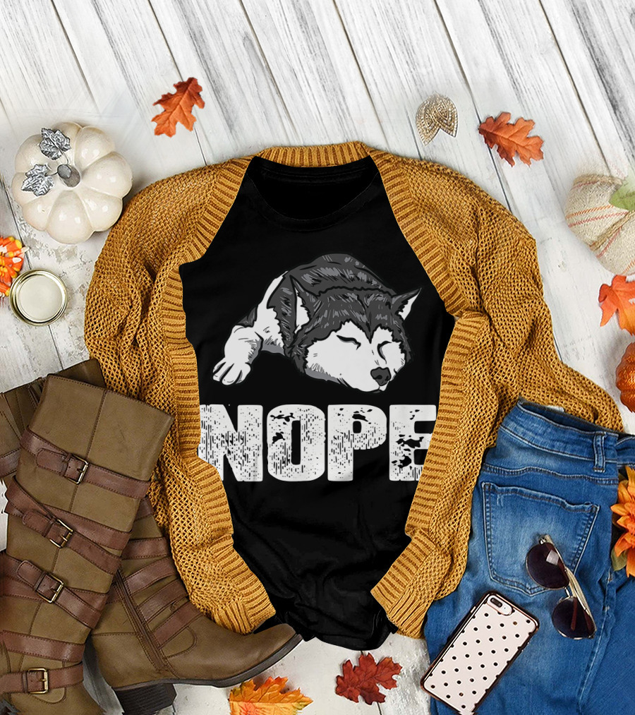 Distressed Nope Sleeping Siberian Husky Graphic for Dog Lovers T-Shirt