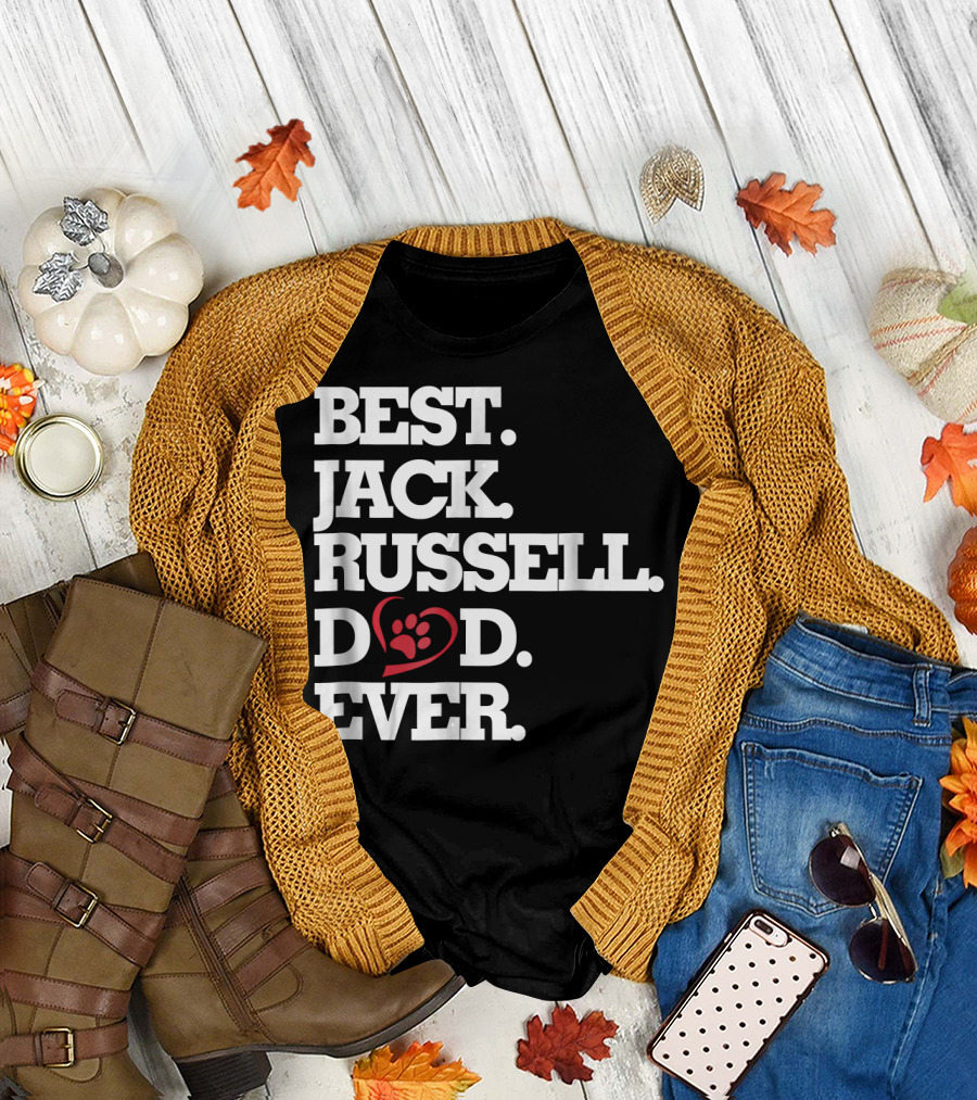 Best Jack Russell Dad Ever Dog Lover Paw Heart T-Shirt