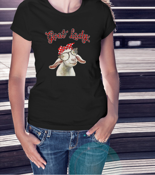 Goat Lady Red Polka Dot Bandana Glasses T-Shirt