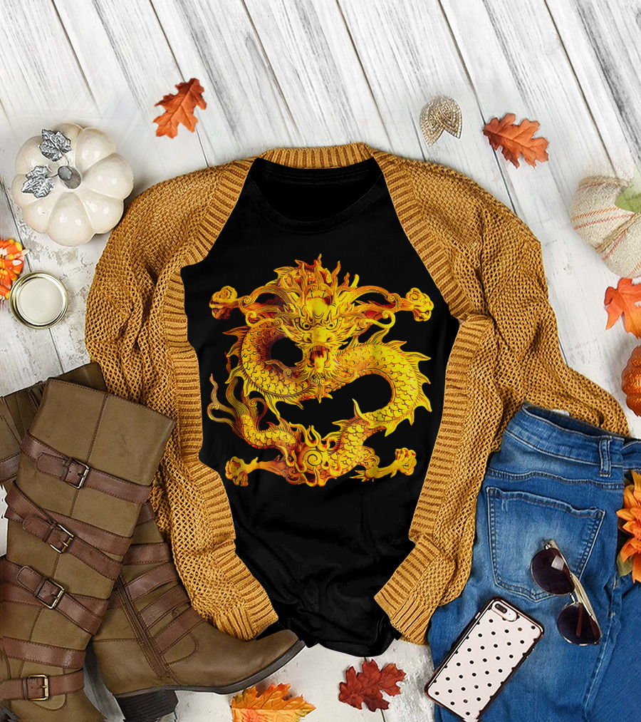 Fearless Golden Chinese Dragon T-Shirt