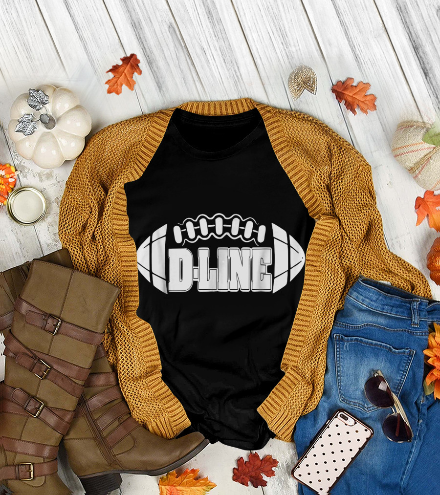 Football D-Line Defensive Line Football Graphic Hugging A Text T-Shirt