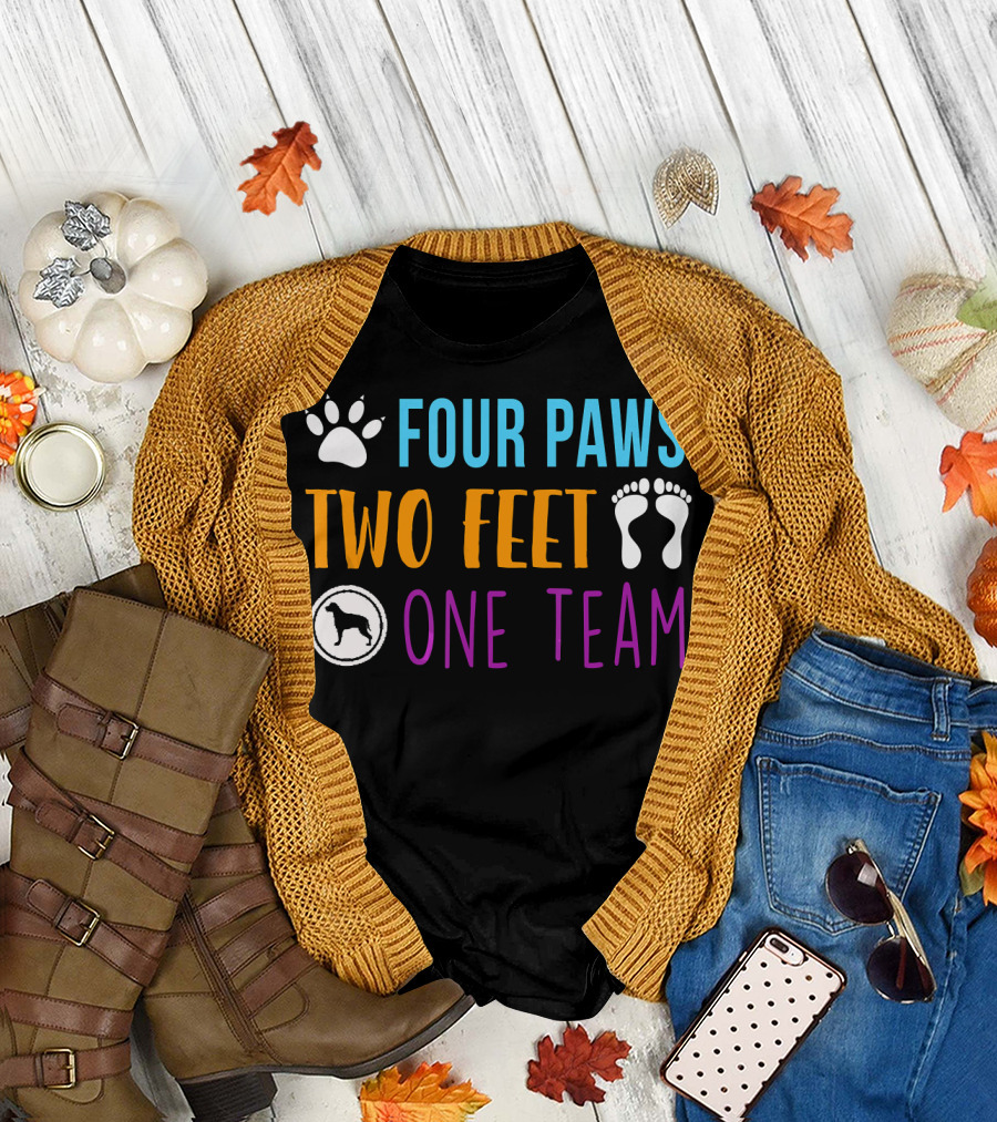 Four Paws Two Feet One Team Dog Lovers Unity T-Shirt