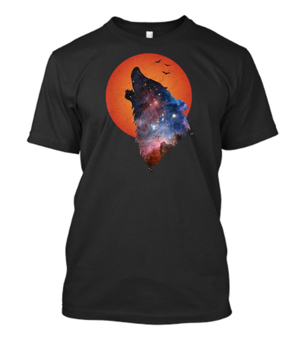 Galaxy Howling Wolf Full Moon Horror T-Shirt