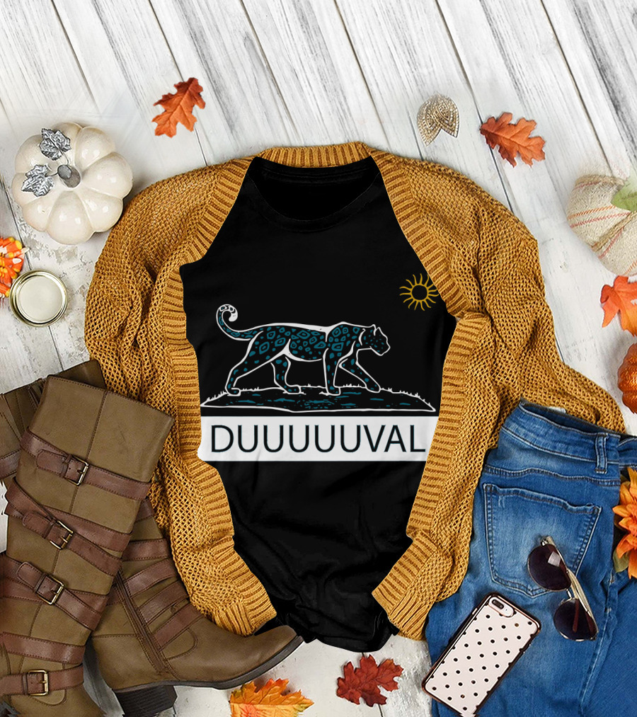 Duuuval Hand Drawn Duval Jaguar Big Cat Sacksonville T-Shirt
