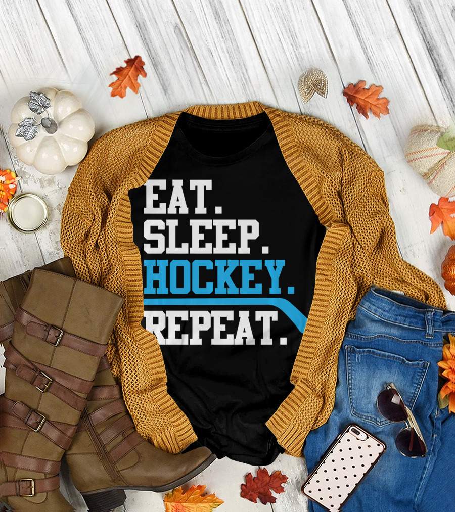 Eat Sleep Hockey Stick Repeat T-Shirt