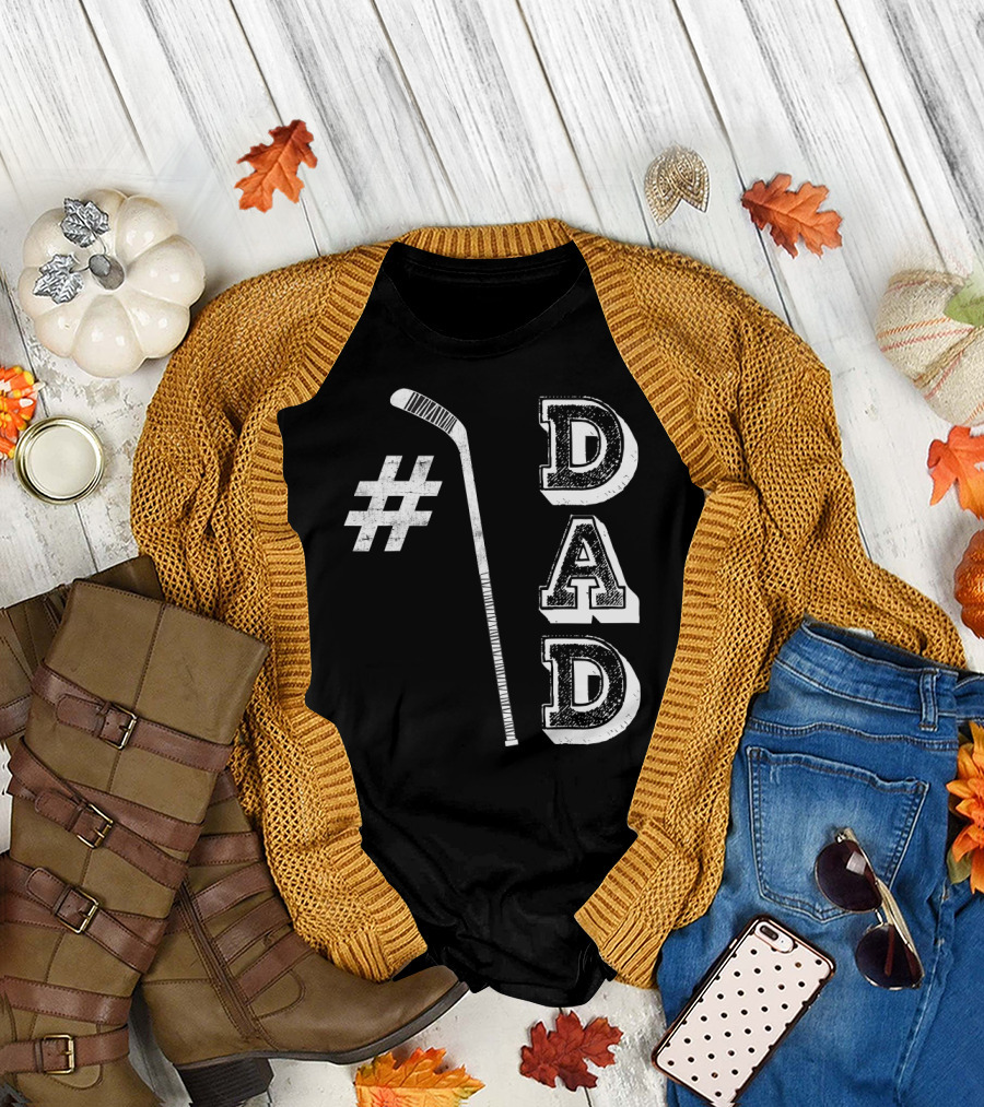 1 Dad Hockey Papa Number One Ice Hockey T-Shirt