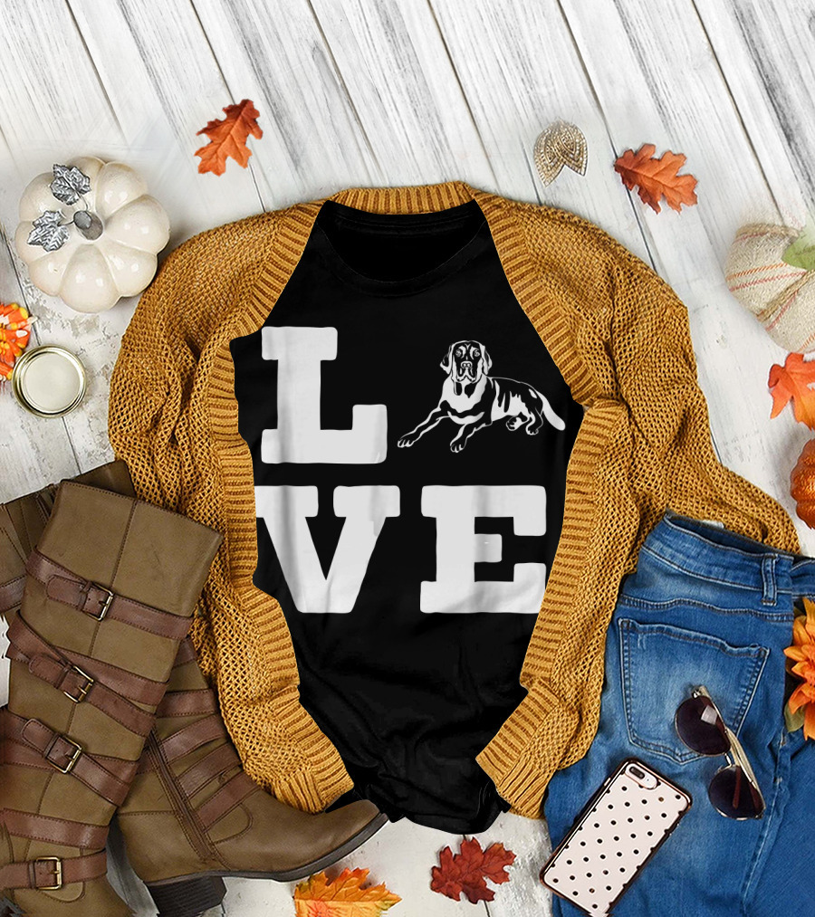 I Love My English Lab Cute Animal Lover Typography with Dog Image T-Shirt