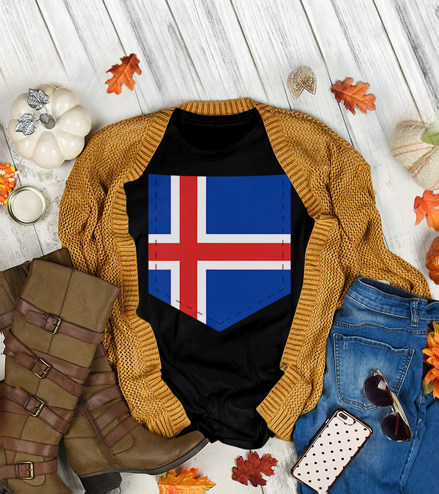 Iceland Flag Pocket Style with Iceland T-Shirt