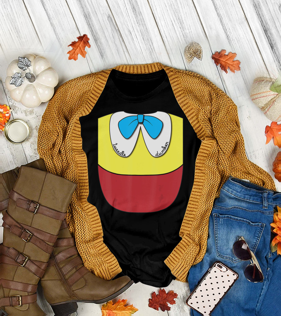 Tweedle Dee Tweedle Dumber Bow Tie Yellow Red T-Shirt