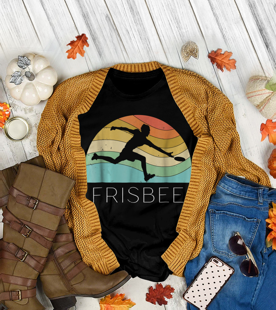 Frisbee Retro Player Silhouette Vintage Colors T-Shirt