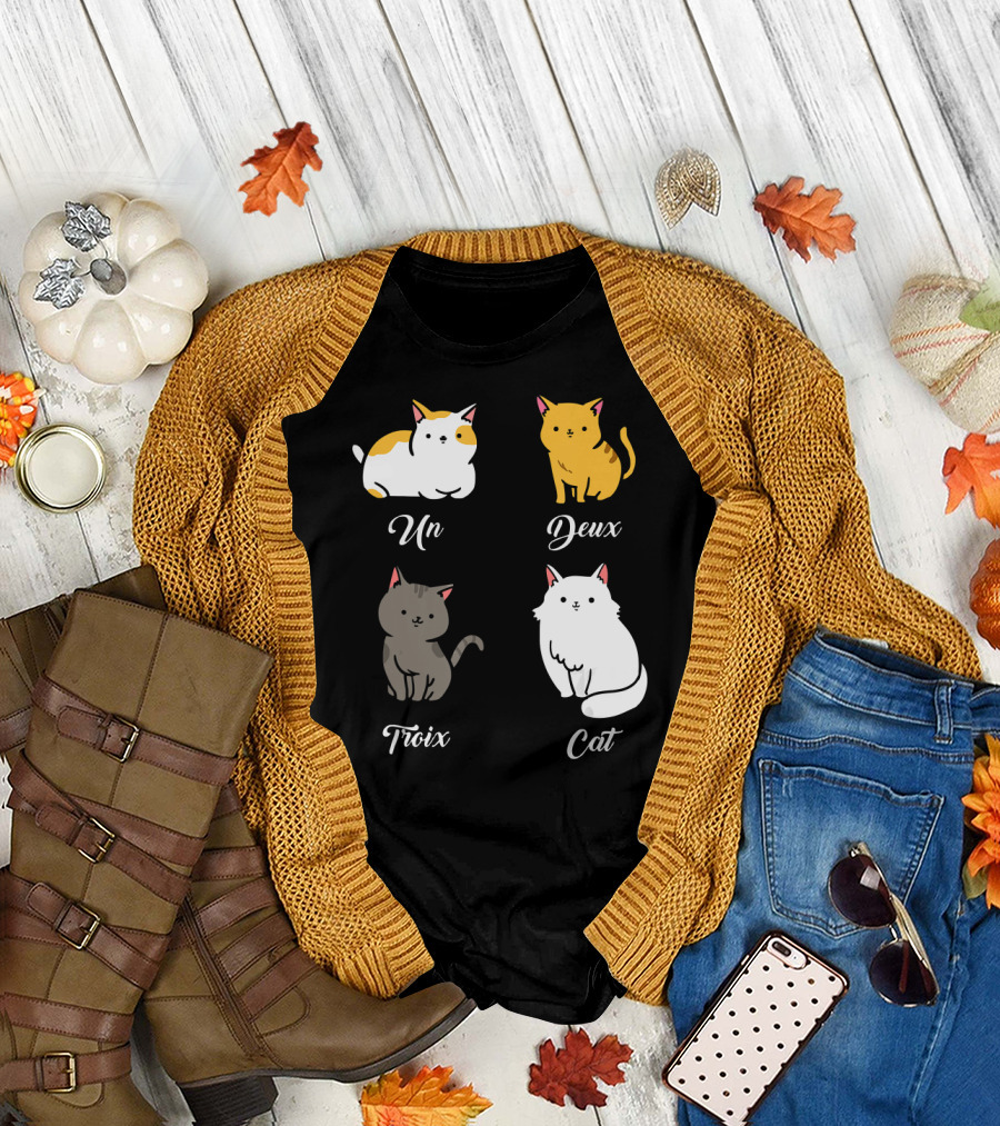 Un Deux Trois Cat Cat Pun Cute Cats T-Shirt