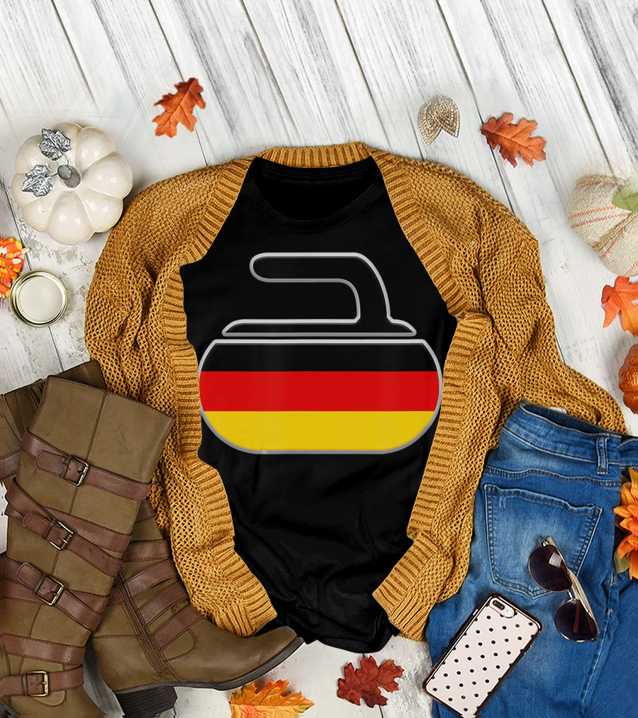 Vintage Curling Stone Germany German Flag Curling T-Shirt