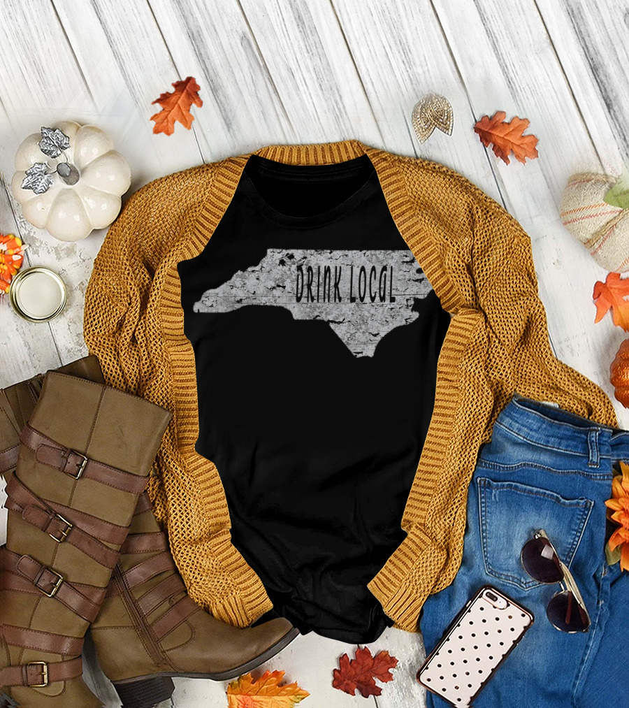 Drink Local Vintage Craft Beer North Carolina Map T-Shirt