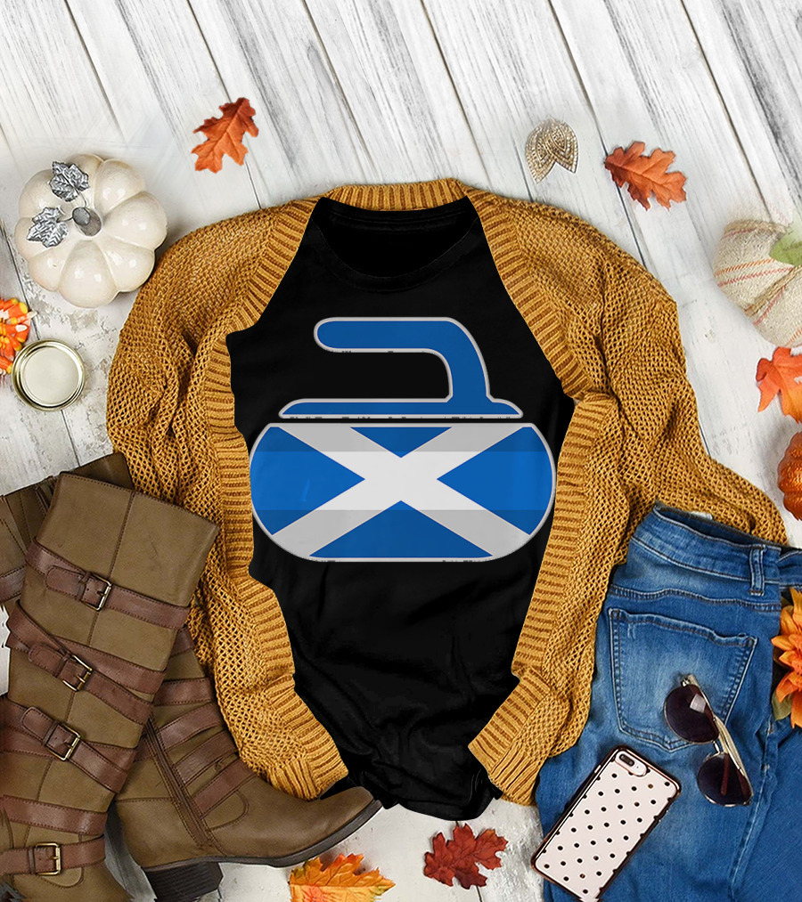 Vintage Scottish Flag Curling Stone Scotland T-Shirt