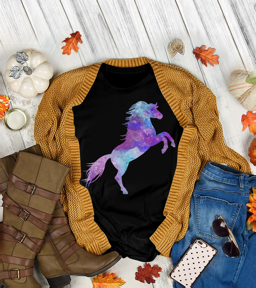 Watercolor Horse Rearing Equestrian T-Shirt