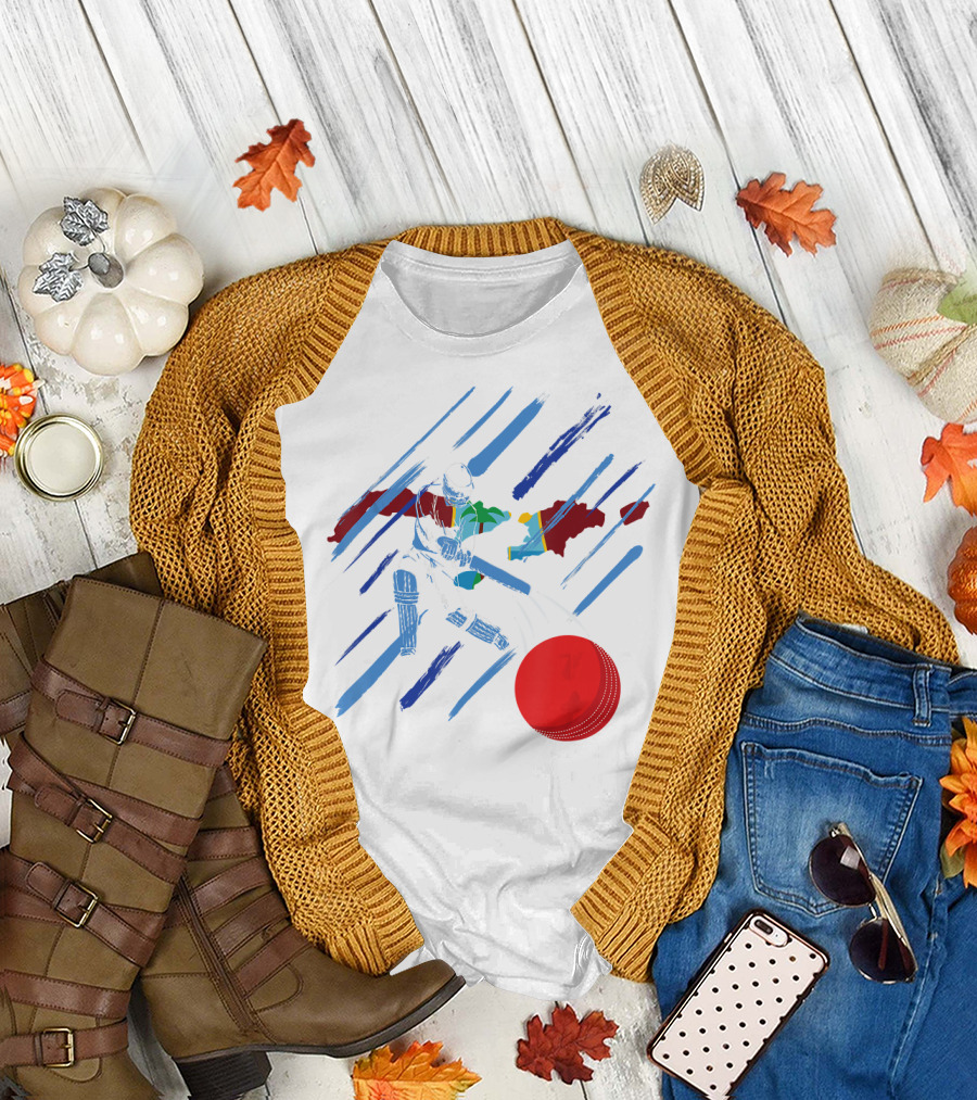 West Indies Cricket Fan or Player Dynamic Abstract Batting Action T-Shirt