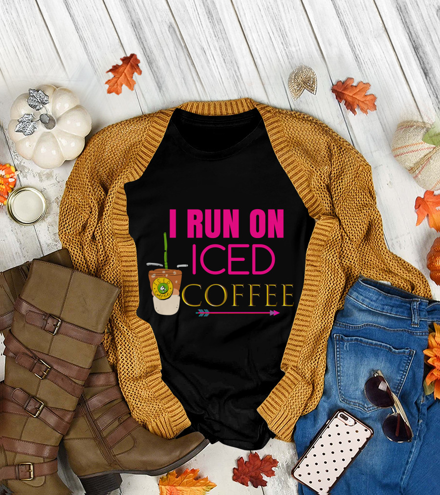 I Run On Iced Coffee Cup Arrow T-Shirt