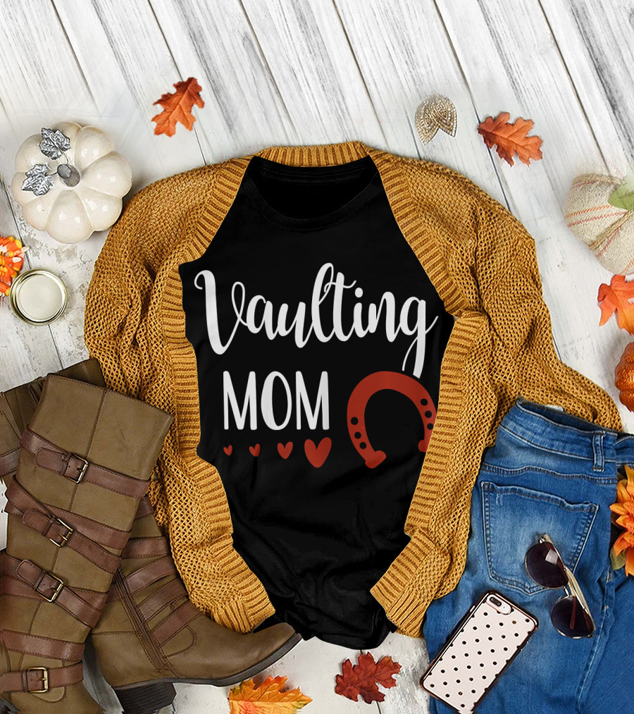 Vaulting Mom Equestrian Horse Hearts Horseshoe T-Shirt
