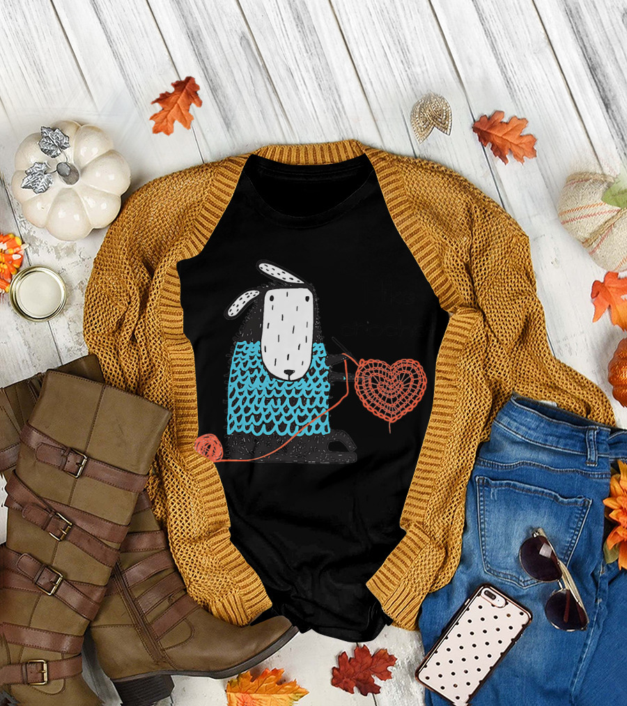 I Like Crochet Love Crocheting Yarn Heart Sheep T-Shirt