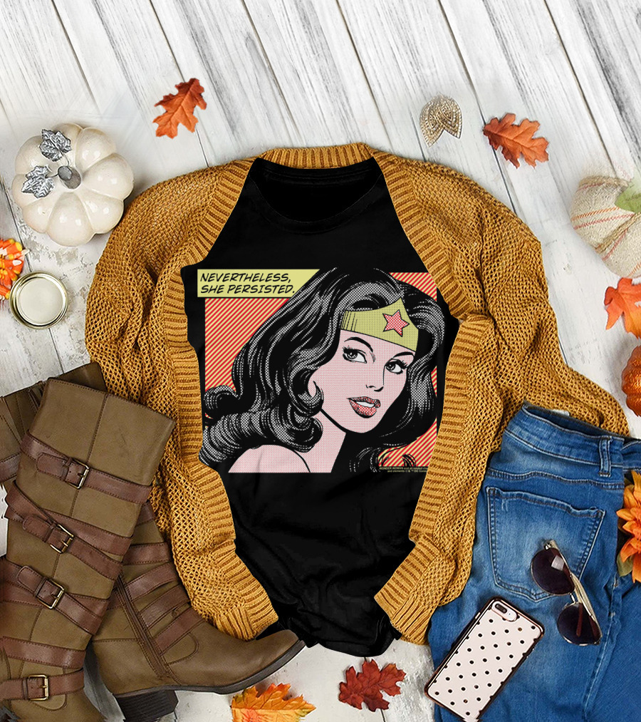 Wonder Woman Nevertheless She Persisted Retro Comic T-Shirt